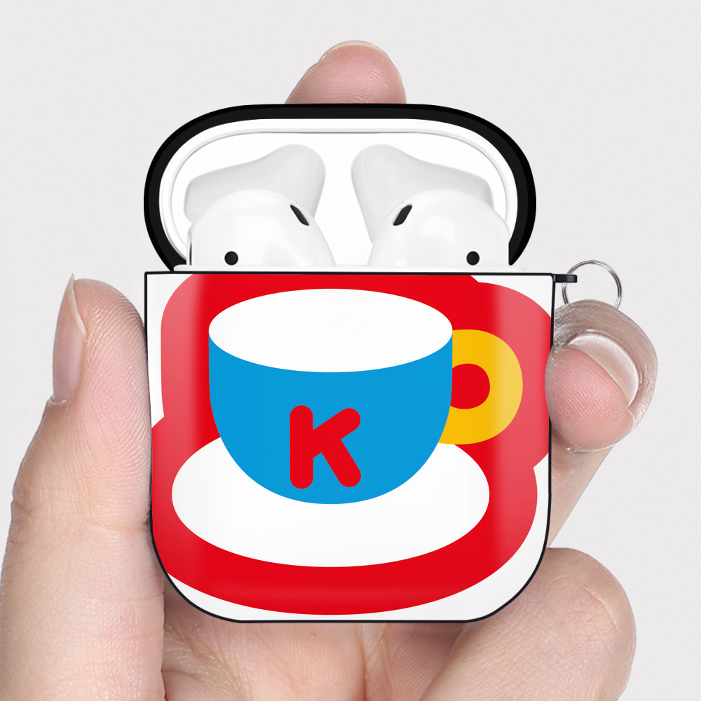 （画像用） Hello Kitty ハローキティ AirPods 第2世代保護ケース ハードシェル ブラック 耐衝撃・防指紋・カラビナ付き