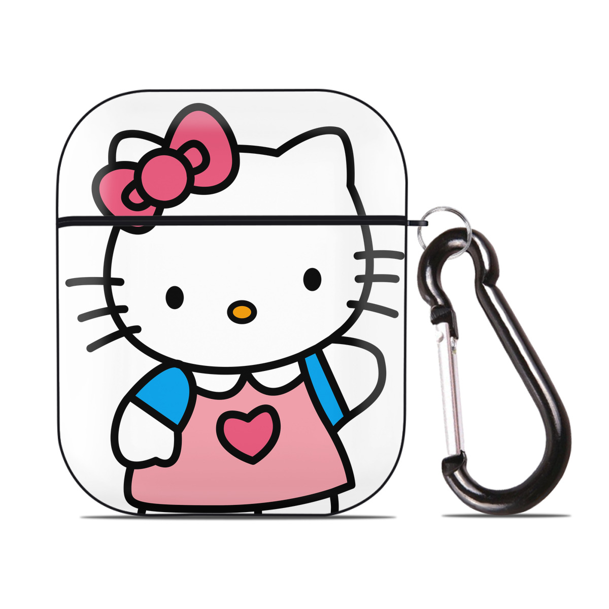 （画像用） Hello Kitty ハローキティ AirPods 第2世代保護ケース ハードシェル ブラック 耐衝撃・防指紋・カラビナ付き