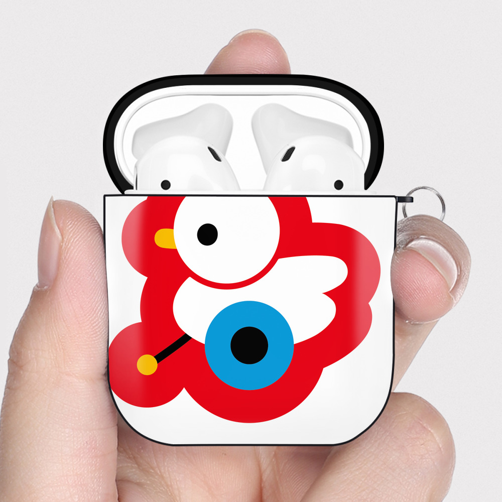 （画像用） Hello Kitty ハローキティ AirPods 第2世代保護ケース ハードシェル ブラック 耐衝撃・防指紋・カラビナ付き