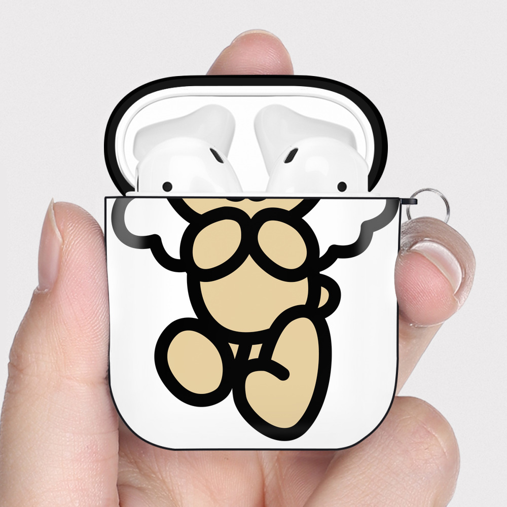 （画像用） Hello Kitty ハローキティ AirPods 第2世代保護ケース ハードシェル ブラック 耐衝撃・防指紋・カラビナ付き