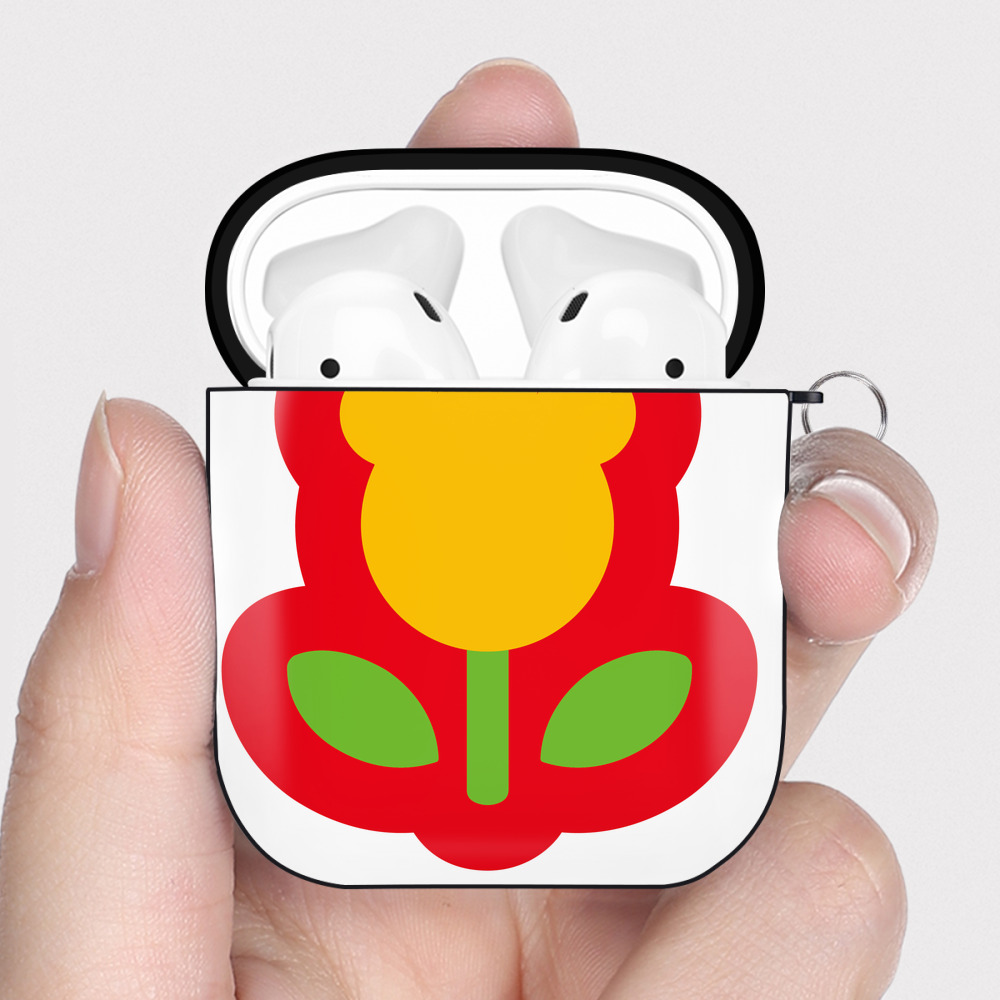（画像用） Hello Kitty ハローキティ AirPods 第2世代保護ケース ハードシェル ブラック 耐衝撃・防指紋・カラビナ付き