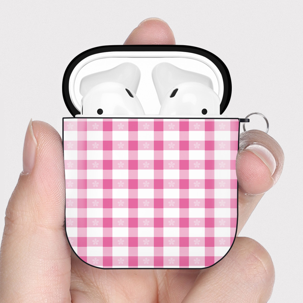 （画像用） Hello Kitty ハローキティ AirPods 第2世代保護ケース ハードシェル ブラック 耐衝撃・防指紋・カラビナ付き