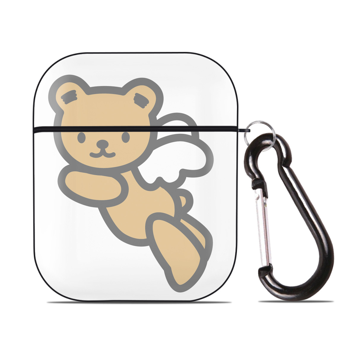 （画像用） Hello Kitty ハローキティ AirPods 第2世代保護ケース ハードシェル ブラック 耐衝撃・防指紋・カラビナ付き