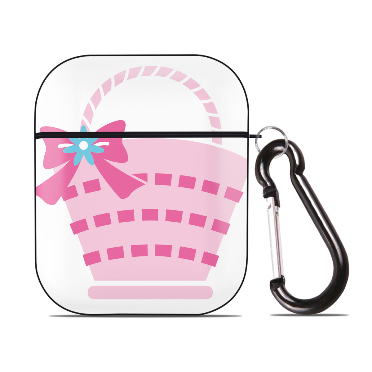（画像用） Hello Kitty ハローキティ AirPods 第2世代保護ケース ハードシェル ブラック 耐衝撃・防指紋・カラビナ付き