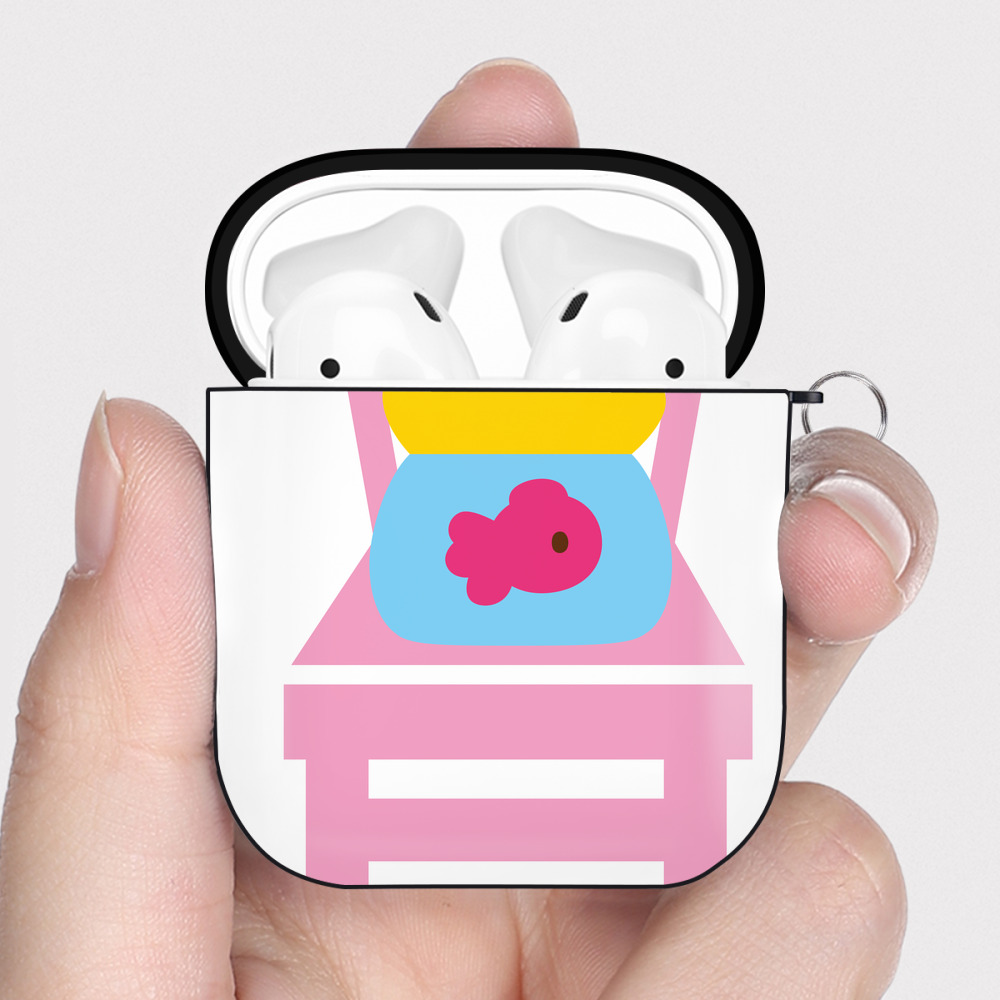 （画像用） Hello Kitty ハローキティ AirPods 第2世代保護ケース ハードシェル ブラック 耐衝撃・防指紋・カラビナ付き