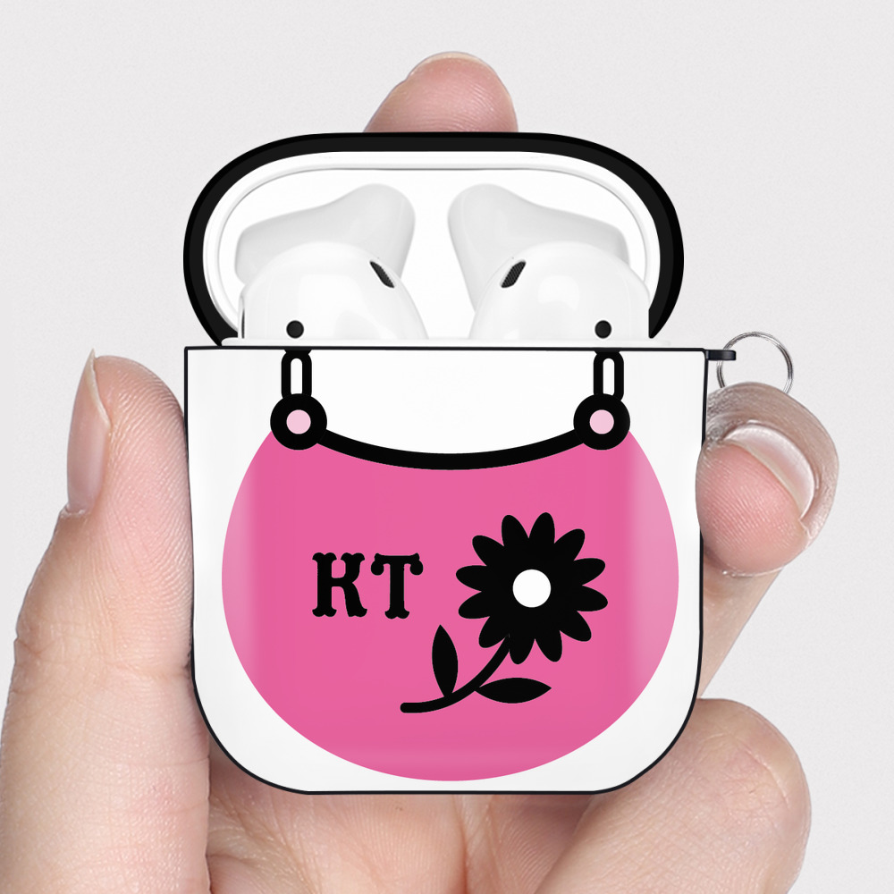 （画像用） Hello Kitty ハローキティ AirPods 第2世代保護ケース ハードシェル ブラック 耐衝撃・防指紋・カラビナ付き