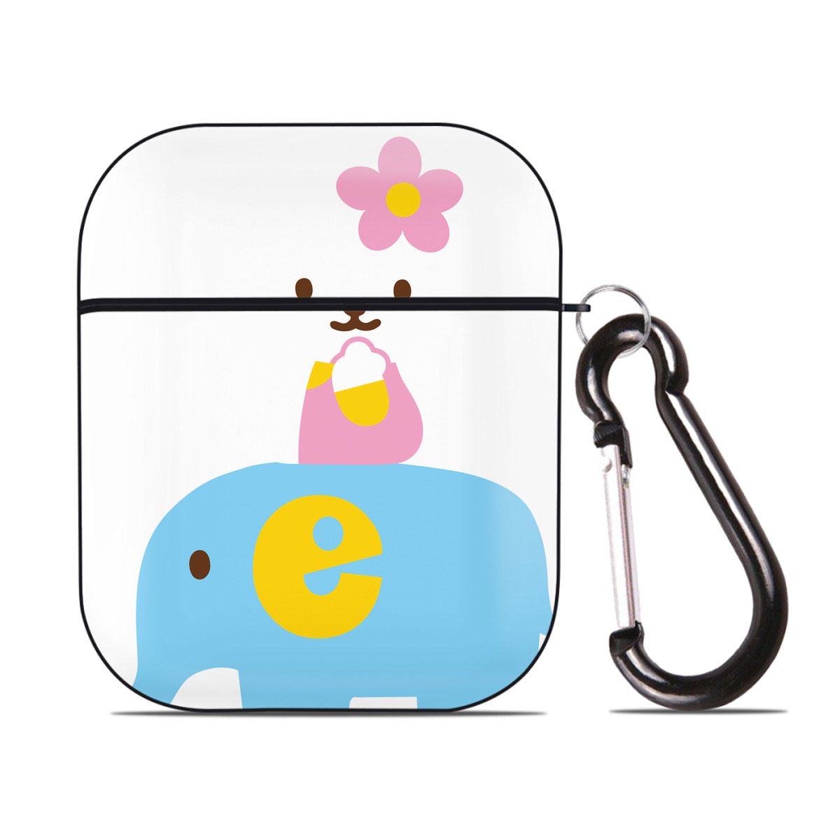 （画像用） Hello Kitty ハローキティ AirPods 第2世代保護ケース ハードシェル ブラック 耐衝撃・防指紋・カラビナ付き