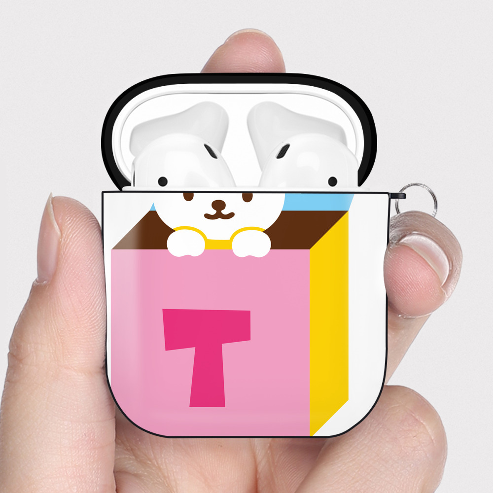 （画像用） Hello Kitty ハローキティ AirPods 第2世代保護ケース ハードシェル ブラック 耐衝撃・防指紋・カラビナ付き