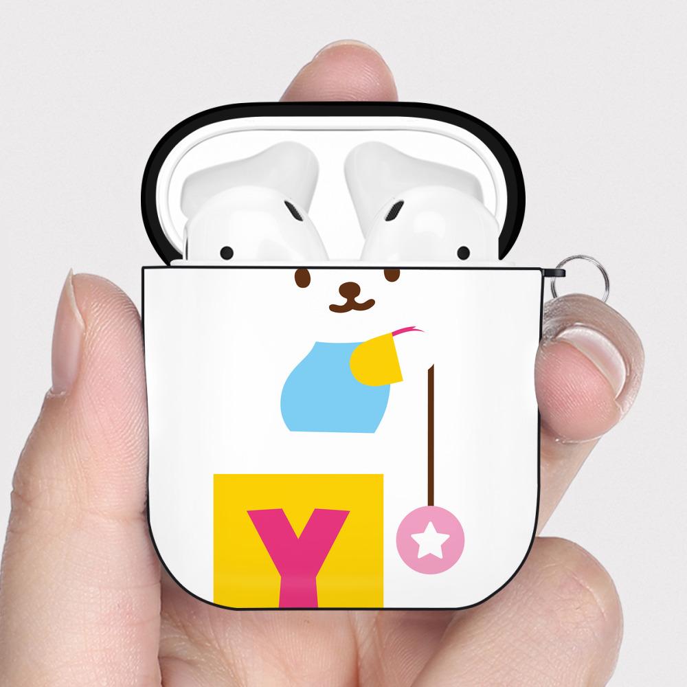 （画像用） Hello Kitty ハローキティ AirPods 第2世代保護ケース ハードシェル ブラック 耐衝撃・防指紋・カラビナ付き