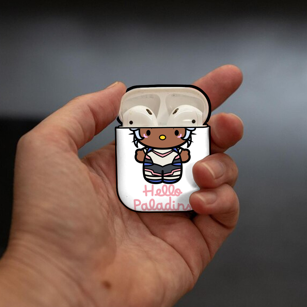Hello Kitty ハローキティ AirPods 第2世代保護ケース ハードシェル ブラック 耐衝撃・防指紋・カラビナ付き