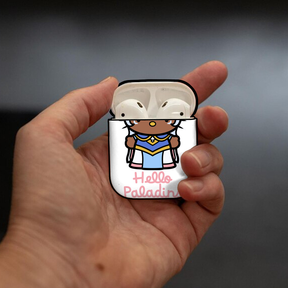 Hello Kitty ハローキティ AirPods 第2世代保護ケース ハードシェル ブラック 耐衝撃・防指紋・カラビナ付き