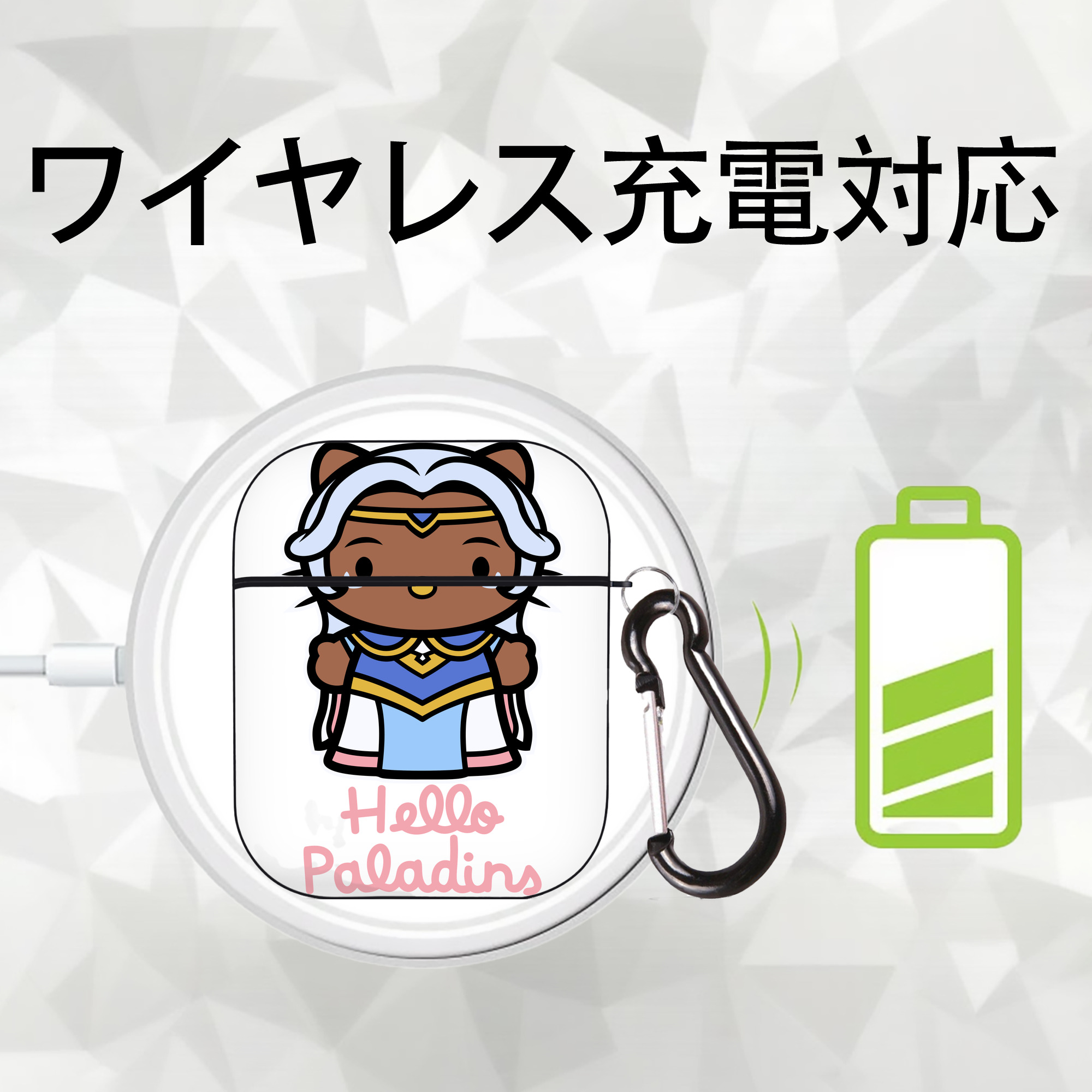 Hello Kitty ハローキティ AirPods 第2世代保護ケース ハードシェル ブラック 耐衝撃・防指紋・カラビナ付き