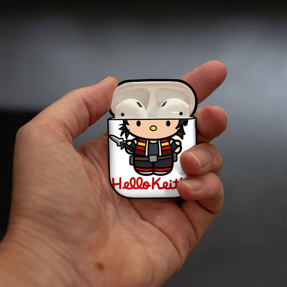 Hello Kitty ハローキティ AirPods 第2世代保護ケース ハードシェル ブラック 耐衝撃・防指紋・カラビナ付き