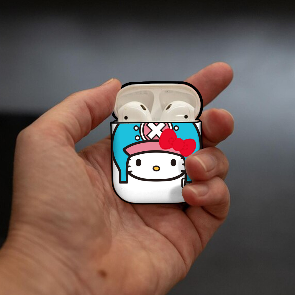 Hello Kitty ハローキティ AirPods 第2世代保護ケース ハードシェル ブラック 耐衝撃・防指紋・カラビナ付き