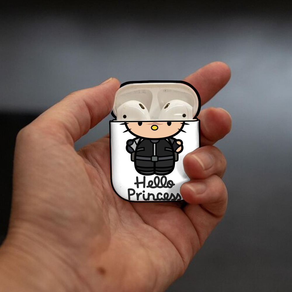 Hello Kitty ハローキティ AirPods 第2世代保護ケース ハードシェル ブラック 耐衝撃・防指紋・カラビナ付き