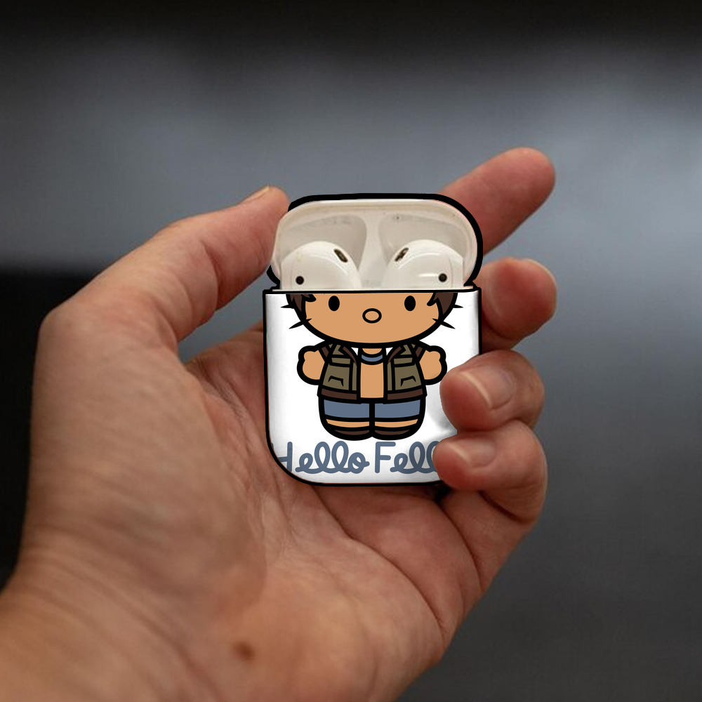 Hello Kitty ハローキティ AirPods 第2世代保護ケース ハードシェル ブラック 耐衝撃・防指紋・カラビナ付き