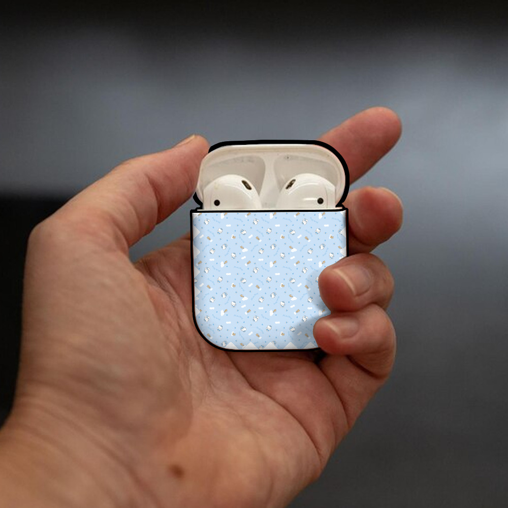 Hello Kitty ハローキティ AirPods 第2世代保護ケース ハードシェル ブラック 耐衝撃・防指紋・カラビナ付き
