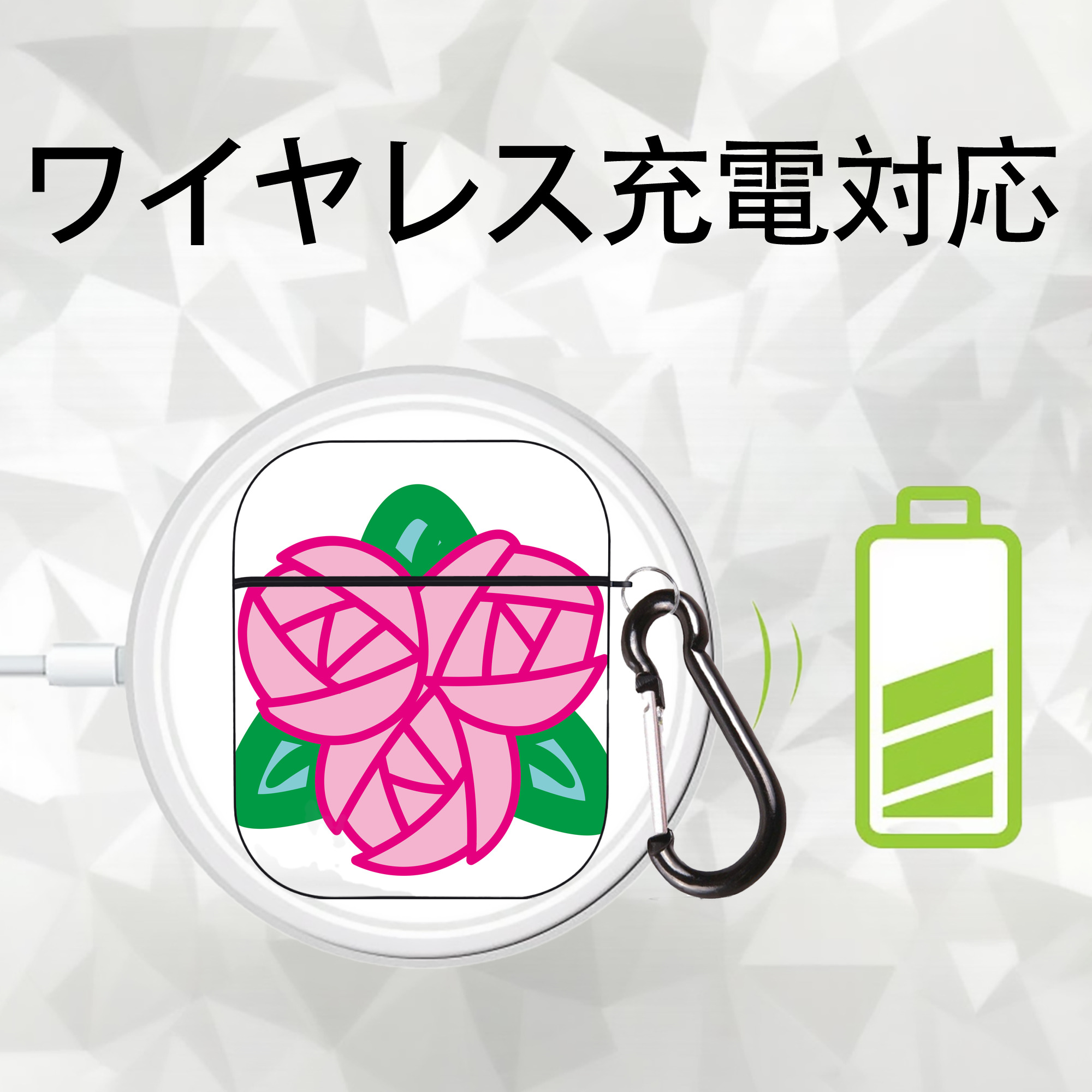 Hello Kitty ハローキティ AirPods 第2世代保護ケース ハードシェル ブラック 耐衝撃・防指紋・カラビナ付き
