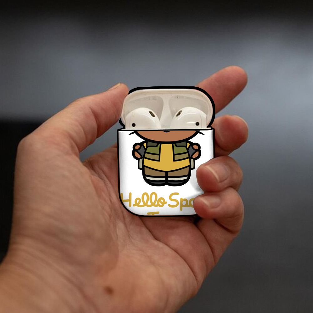 Hello Kitty ハローキティ AirPods 第2世代保護ケース ハードシェル ブラック 耐衝撃・防指紋・カラビナ付き