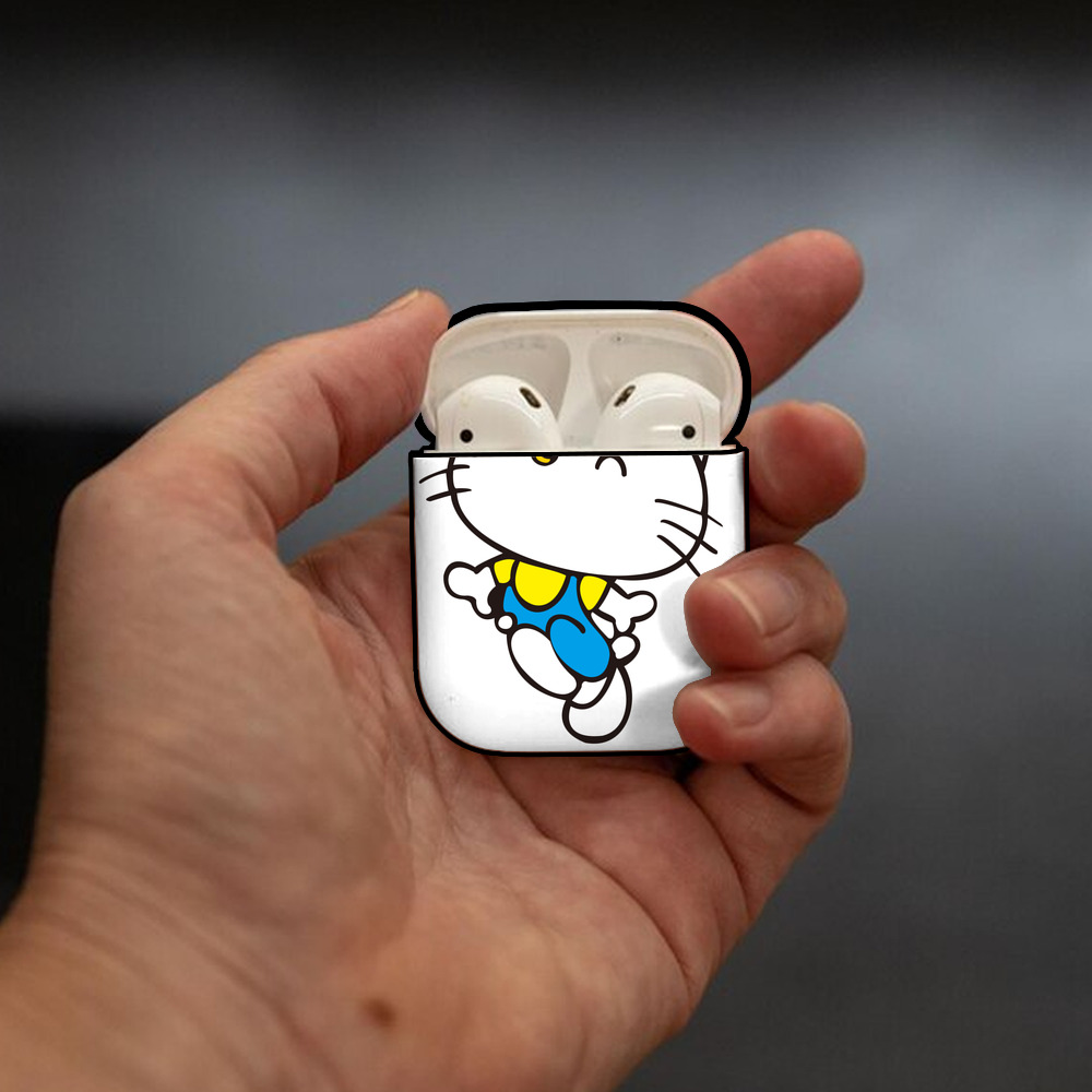 Hello Kitty ハローキティ AirPods 第2世代保護ケース ハードシェル ブラック 耐衝撃・防指紋・カラビナ付き
