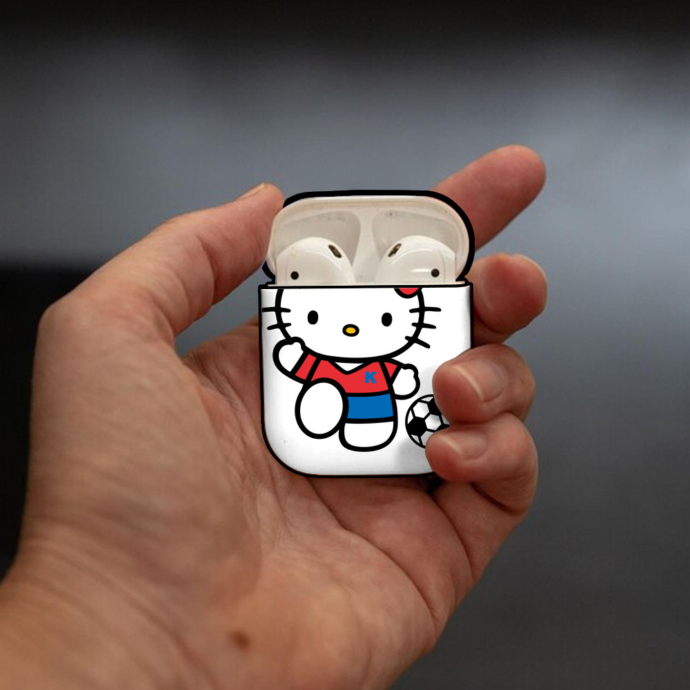 Hello Kitty ハローキティ AirPods 第2世代保護ケース ハードシェル ブラック 耐衝撃・防指紋・カラビナ付き