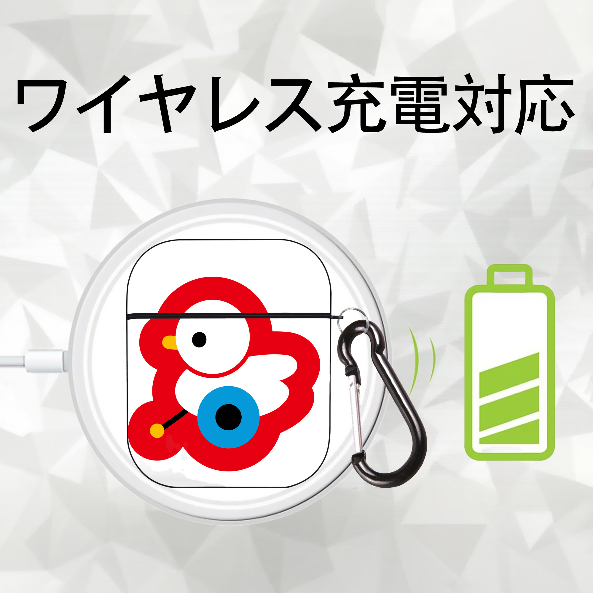 Hello Kitty ハローキティ AirPods 第2世代保護ケース ハードシェル ブラック 耐衝撃・防指紋・カラビナ付き