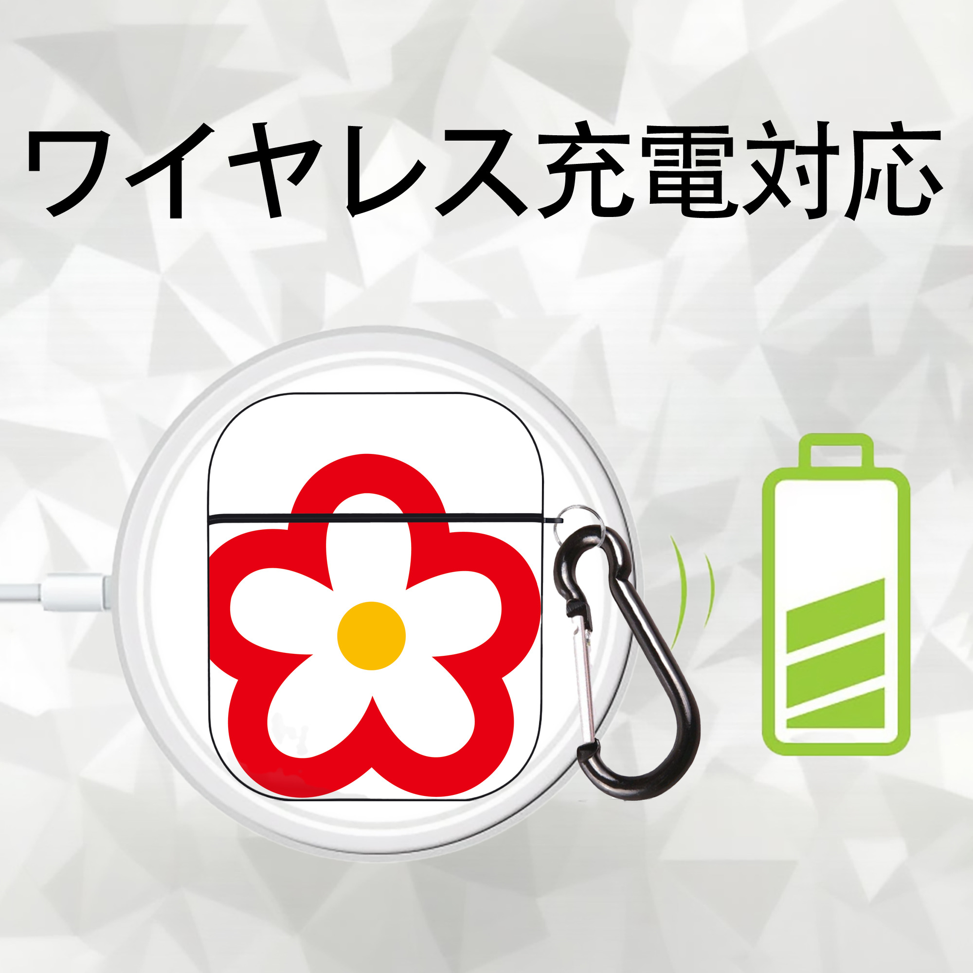 Hello Kitty ハローキティ AirPods 第2世代保護ケース ハードシェル ブラック 耐衝撃・防指紋・カラビナ付き