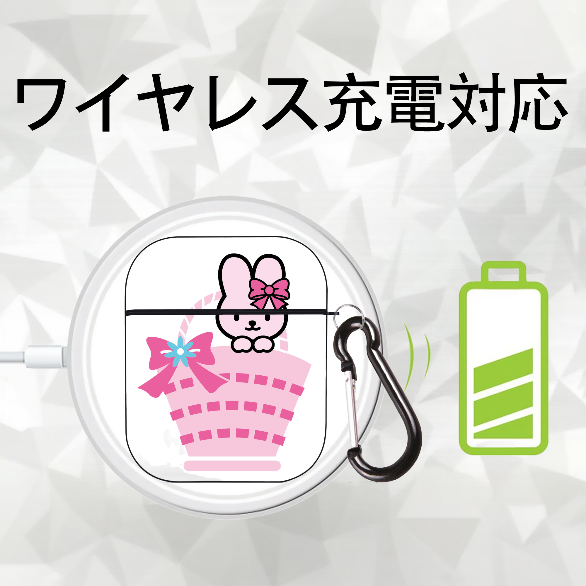 Hello Kitty ハローキティ AirPods 第2世代保護ケース ハードシェル ブラック 耐衝撃・防指紋・カラビナ付き