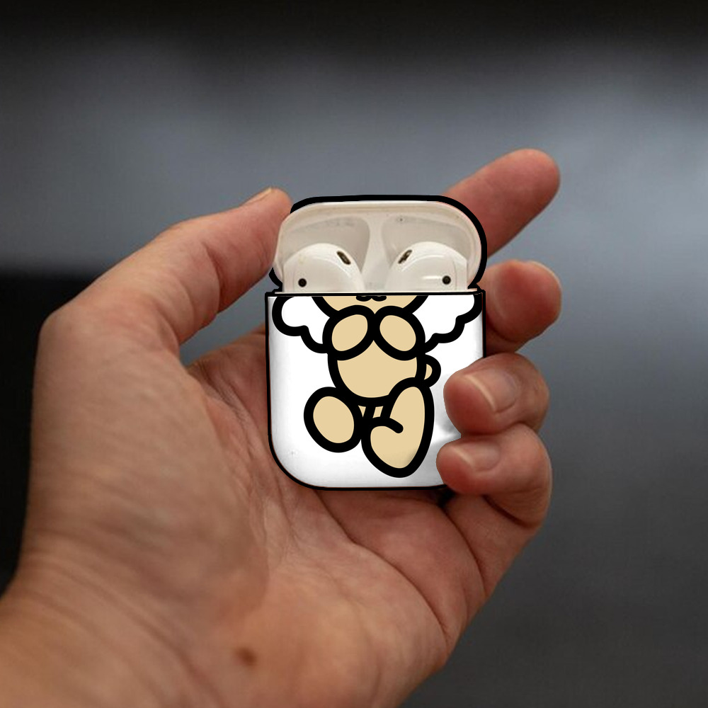 Hello Kitty ハローキティ AirPods 第2世代保護ケース ハードシェル ブラック 耐衝撃・防指紋・カラビナ付き