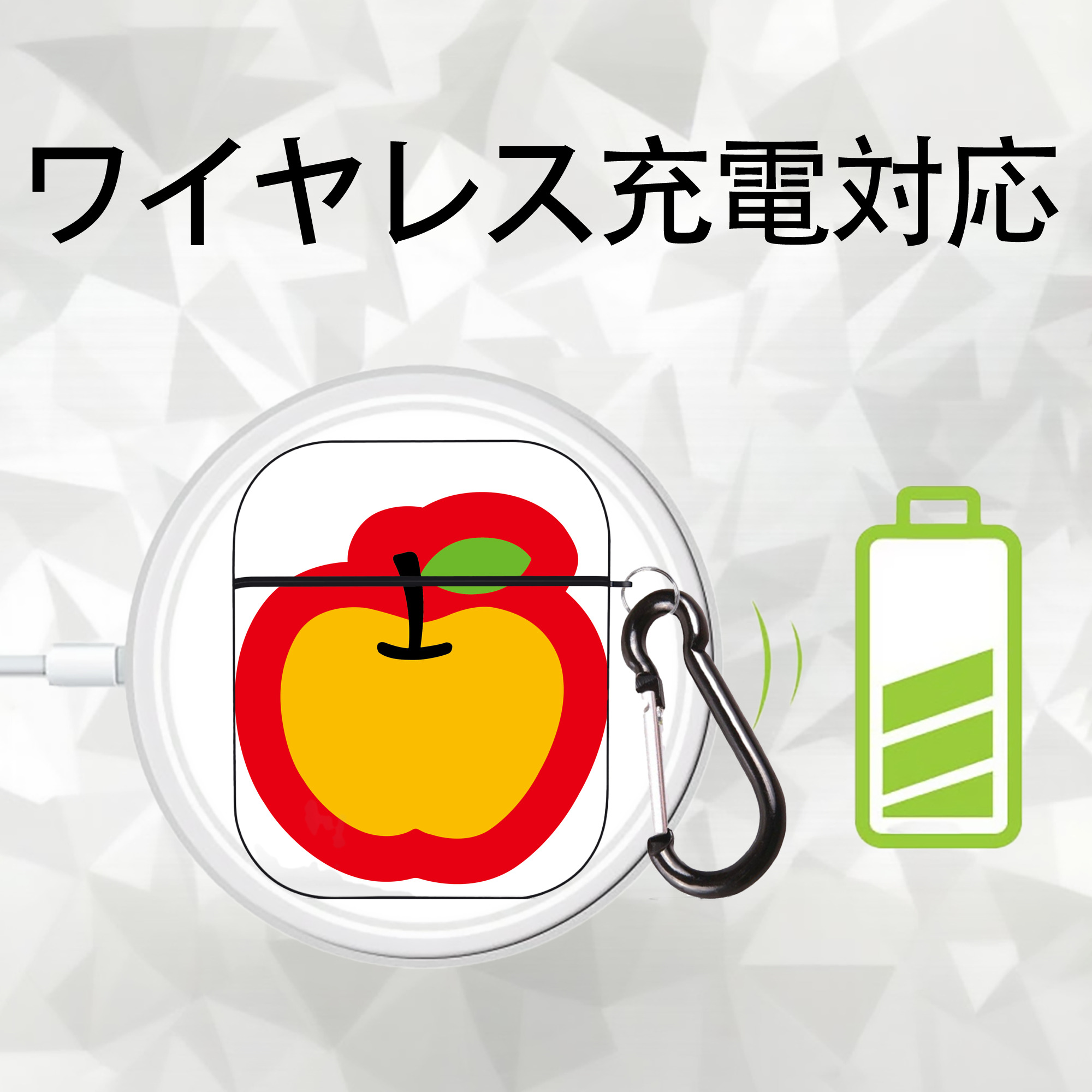 Hello Kitty ハローキティ AirPods 第2世代保護ケース ハードシェル ブラック 耐衝撃・防指紋・カラビナ付き