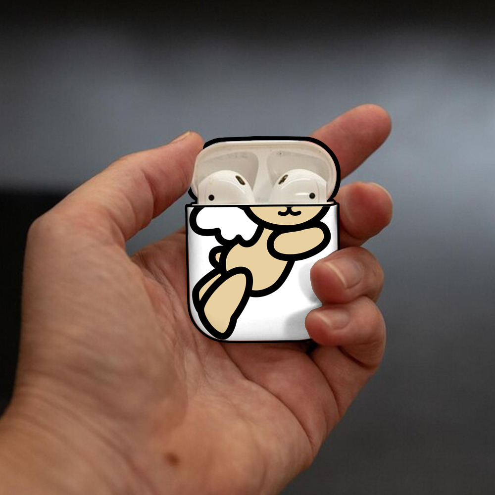 Hello Kitty ハローキティ AirPods 第2世代保護ケース ハードシェル ブラック 耐衝撃・防指紋・カラビナ付き