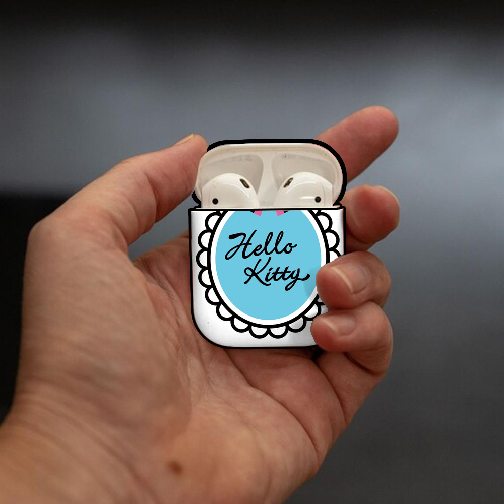 Hello Kitty ハローキティ AirPods 第2世代保護ケース ハードシェル ブラック 耐衝撃・防指紋・カラビナ付き