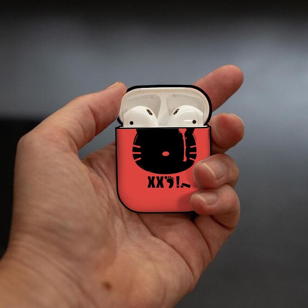 Hello Kitty ハローキティ AirPods 第2世代保護ケース ハードシェル ブラック 耐衝撃・防指紋・カラビナ付き