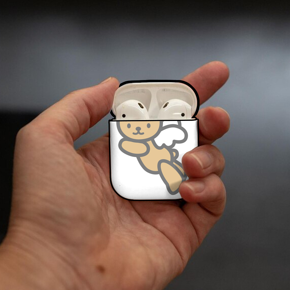 Hello Kitty ハローキティ AirPods 第2世代保護ケース ハードシェル ブラック 耐衝撃・防指紋・カラビナ付き