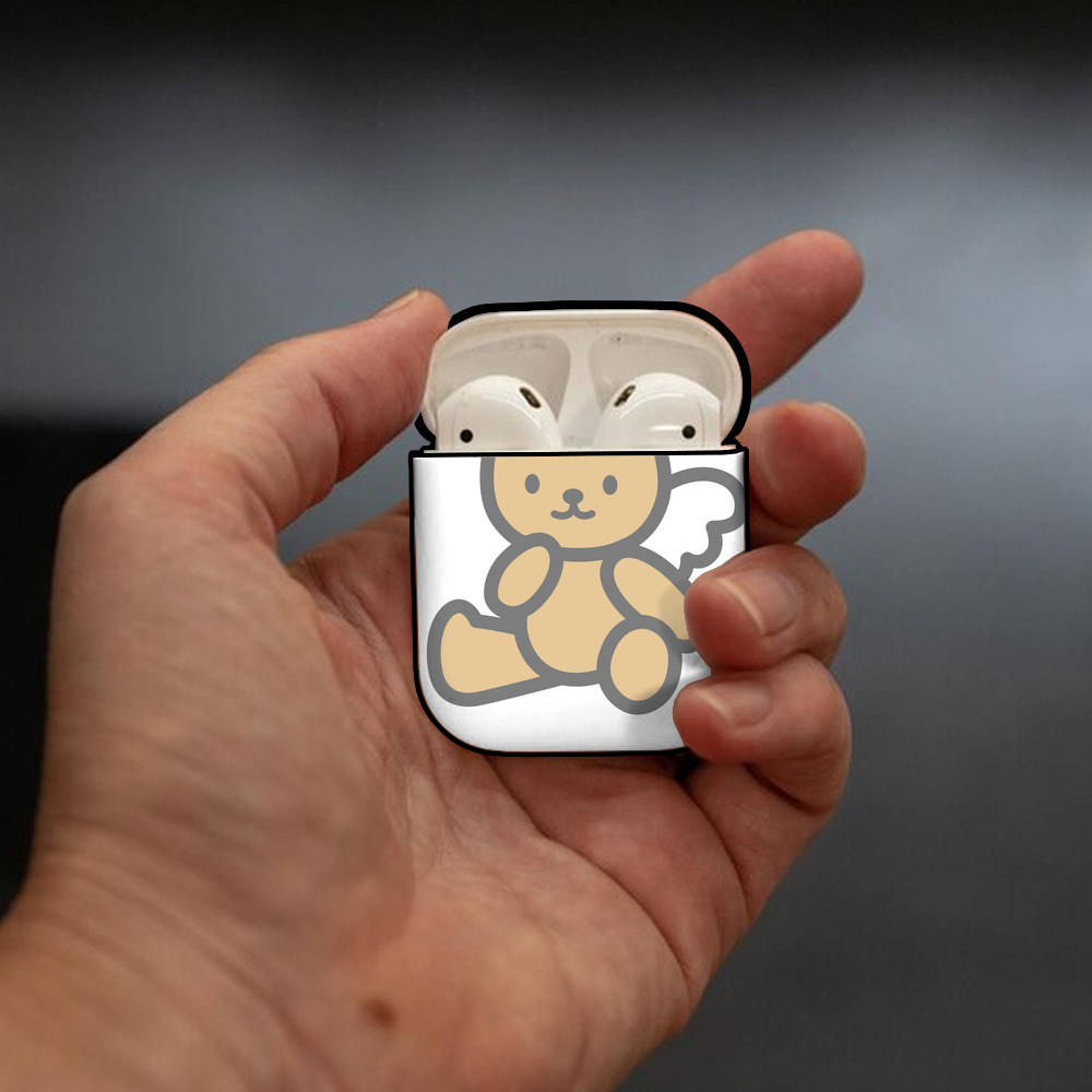 Hello Kitty ハローキティ AirPods 第2世代保護ケース ハードシェル ブラック 耐衝撃・防指紋・カラビナ付き