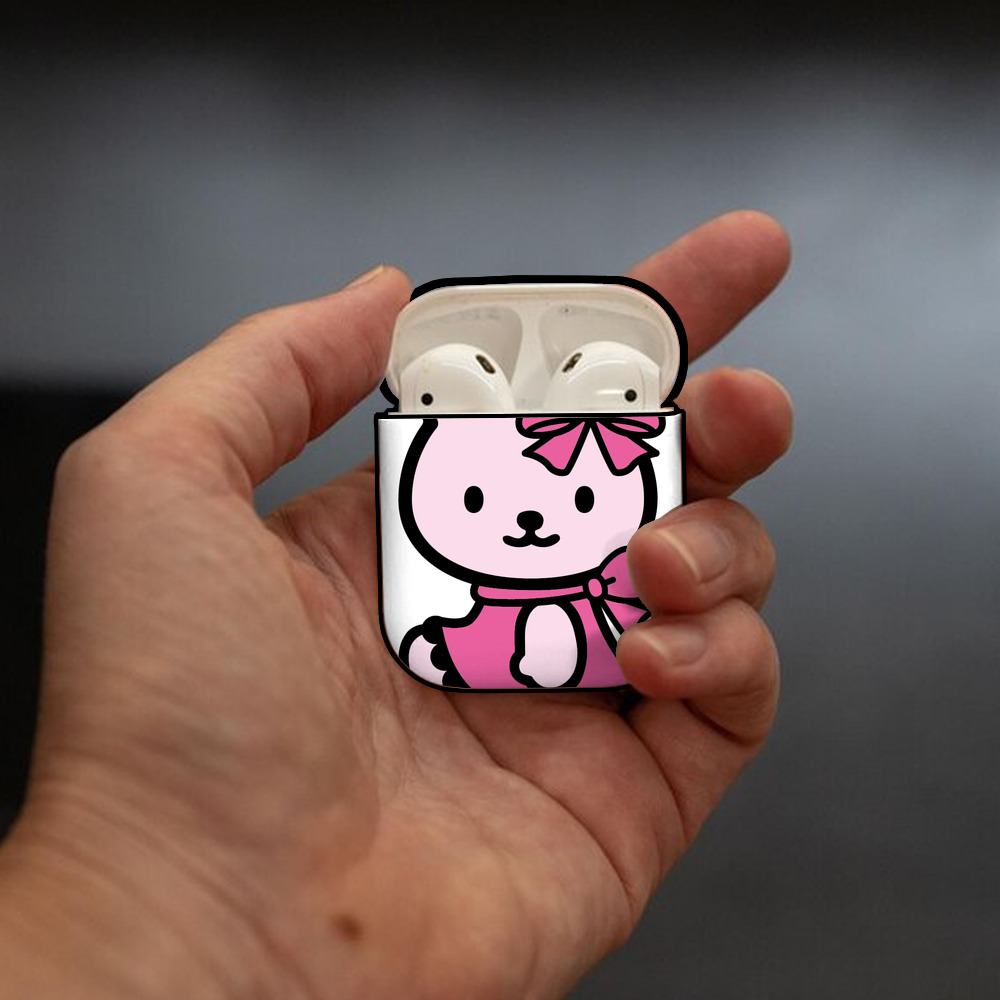 Hello Kitty ハローキティ AirPods 第2世代保護ケース ハードシェル ブラック 耐衝撃・防指紋・カラビナ付き