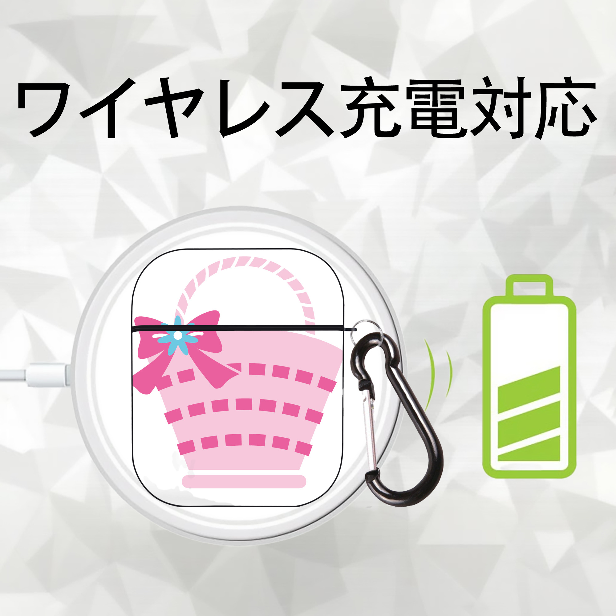 Hello Kitty ハローキティ AirPods 第2世代保護ケース ハードシェル ブラック 耐衝撃・防指紋・カラビナ付き