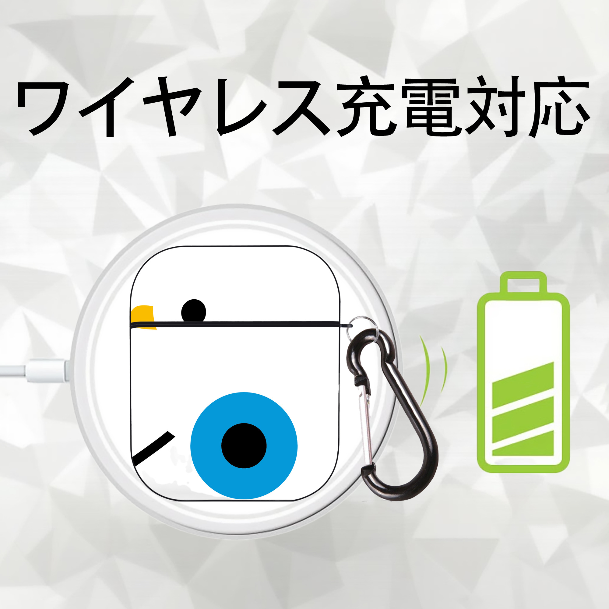 Hello Kitty ハローキティ AirPods 第2世代保護ケース ハードシェル ブラック 耐衝撃・防指紋・カラビナ付き