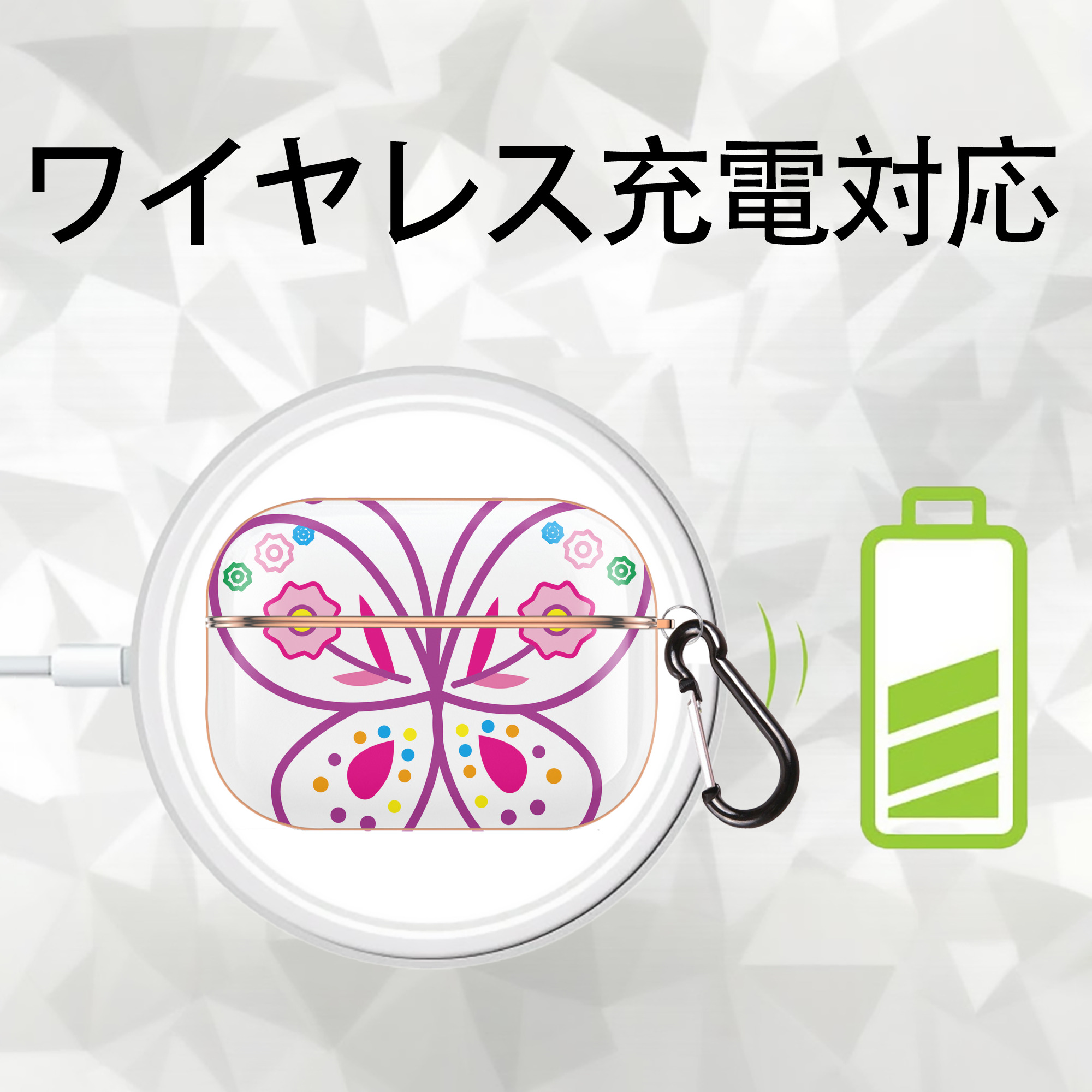 Hello Kitty ハローキティ 【AirPods Pro用】ハードシェル保護ケース｜耐衝撃・防指紋・カラビナ付き商品仕様