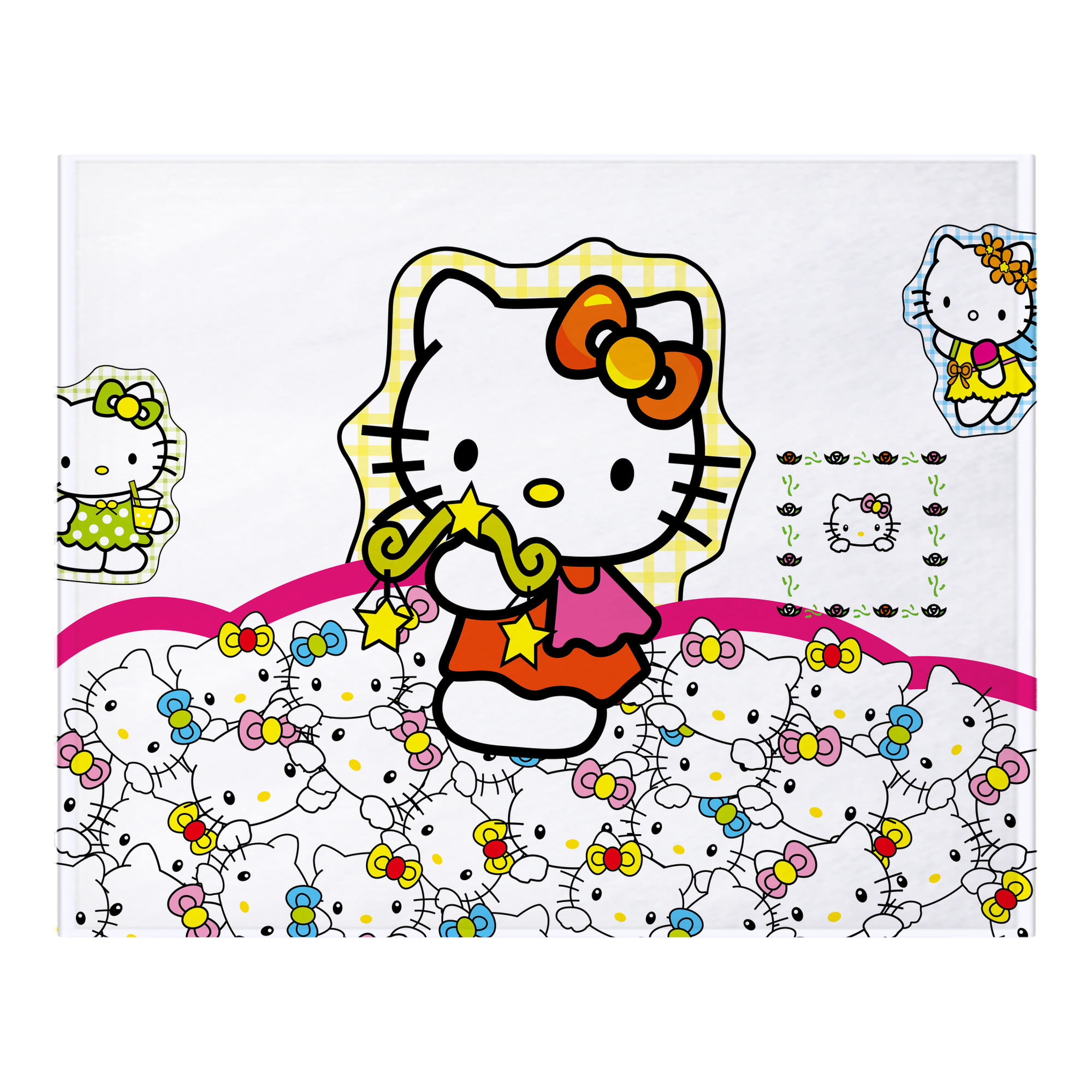 （画像用） Hello Kitty ハローキティ フランネルブランケット・多サイズ対応（横型）