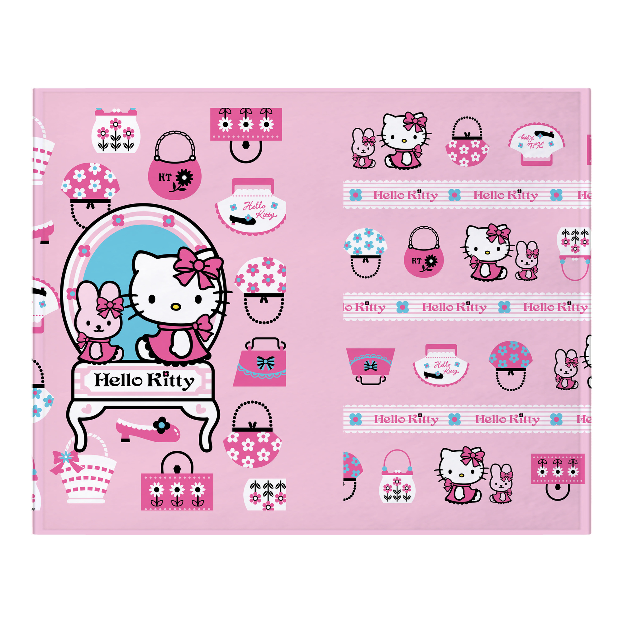 （画像用） Hello Kitty ハローキティ フランネルブランケット・多サイズ対応（横型）
