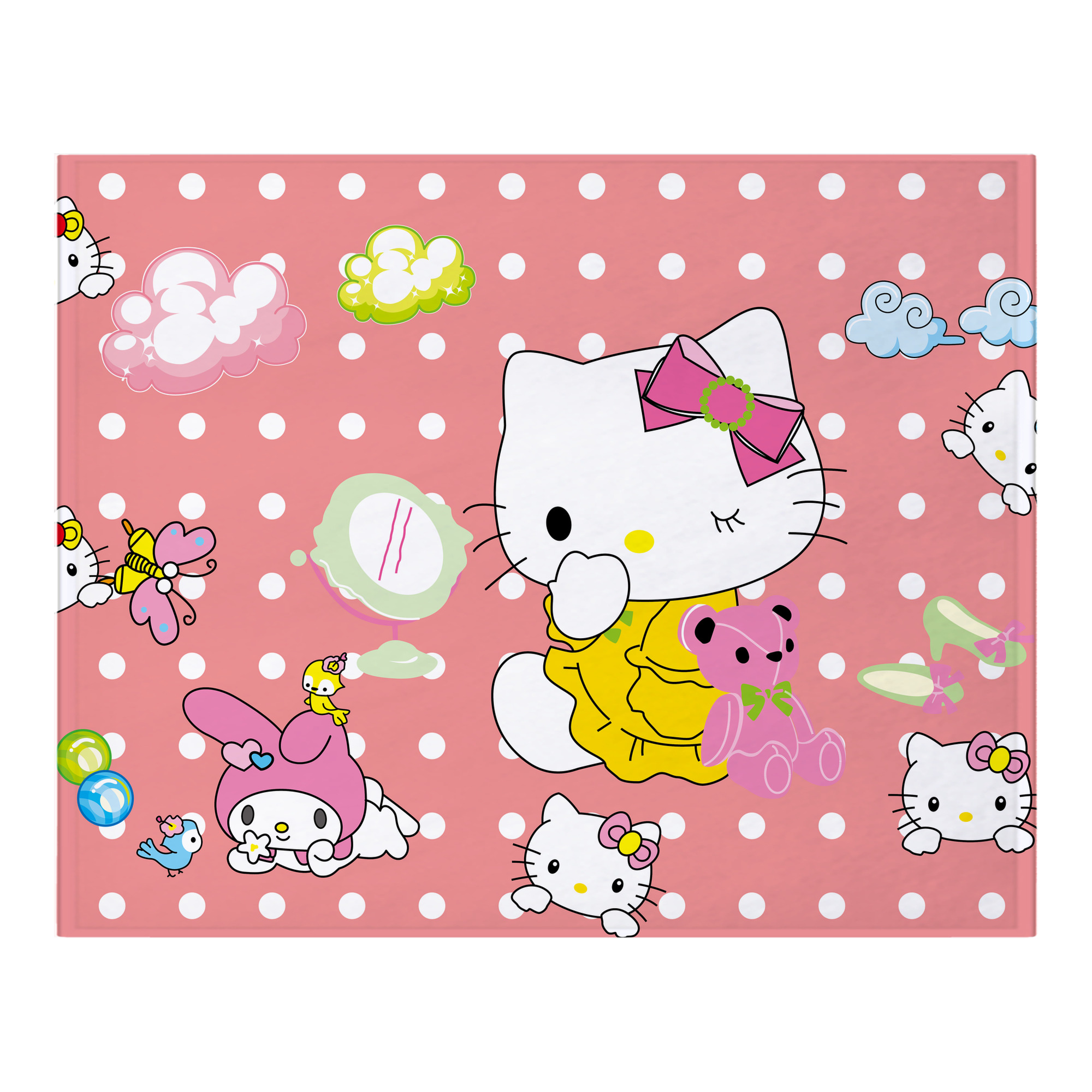 （画像用） Hello Kitty ハローキティ フランネルブランケット・多サイズ対応（横型）