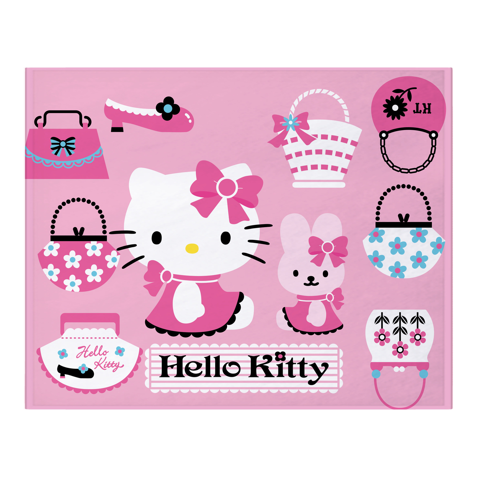 （画像用） Hello Kitty ハローキティ フランネルブランケット・多サイズ対応（横型）