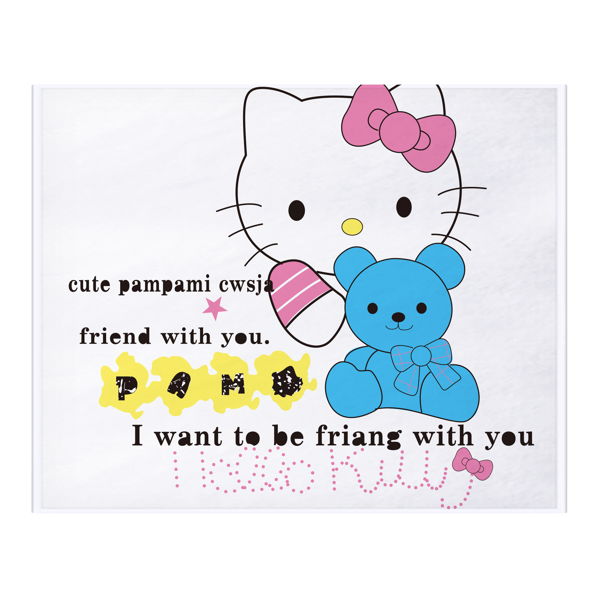（画像用） Hello Kitty ハローキティ フランネルブランケット・多サイズ対応（横型）