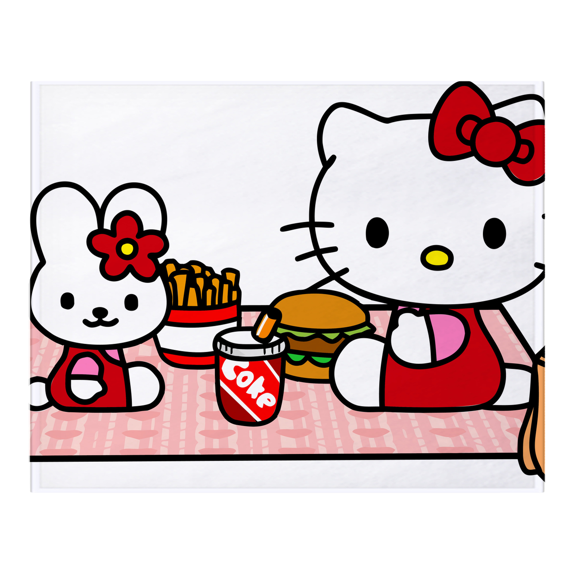 （画像用） Hello Kitty ハローキティ フランネルブランケット・多サイズ対応（横型）